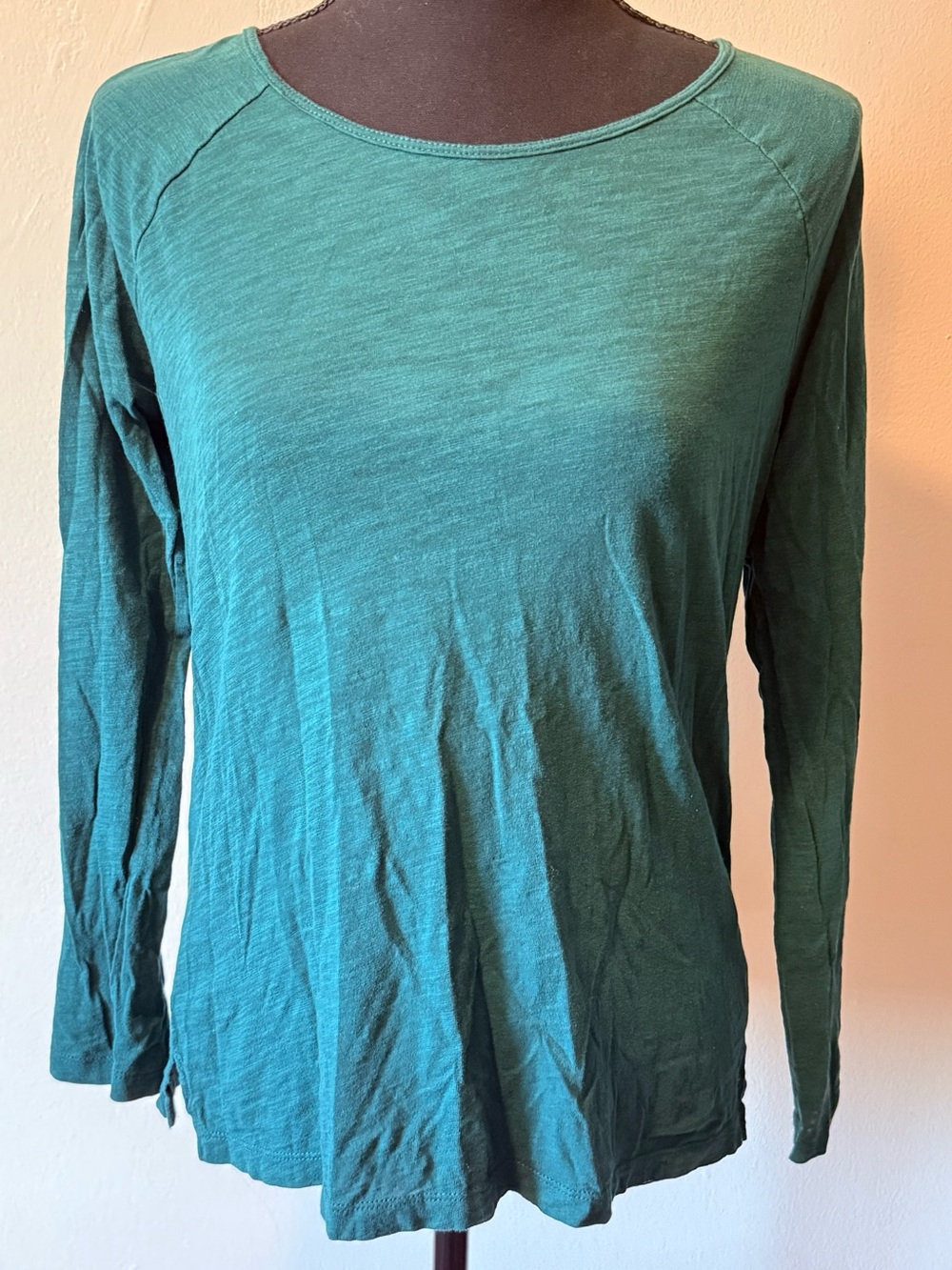 Loft Women's Long-Sleeve Crewneck Top - Teal Green